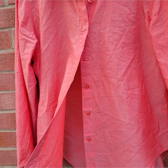 Raleigh Workshop Women's Coral Salmon Pink Button Down Shirt Top size Large - Picture 3 of 6
